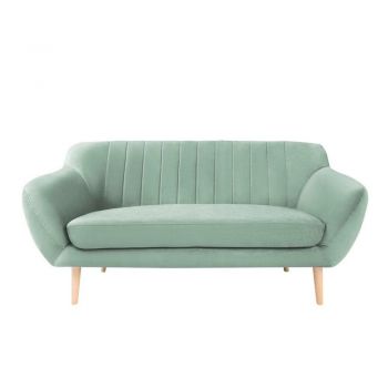 Canapea cu tapițerie din catifea Mazzini Sofas Sardaigne, 158 cm, verde mentol