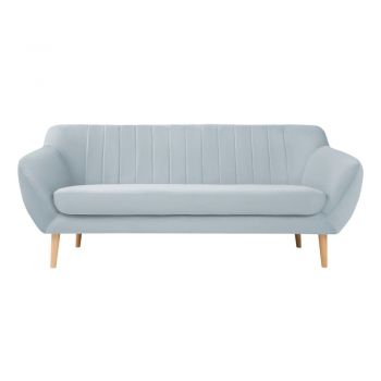 Canapea cu tapițerie din catifea Mazzini Sofas Sardaigne, 188 cm, albastru deschis