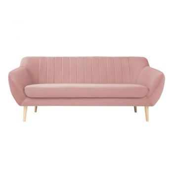 Canapea cu tapițerie din catifea Mazzini Sofas Sardaigne, 188 cm, roz deschis