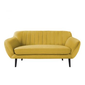 Canapea cu tapițerie din catifea Mazzini Sofas Toscane, 158 cm, galben