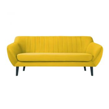 Canapea cu tapițerie din catifea Mazzini Sofas Toscane, 188 cm, galben