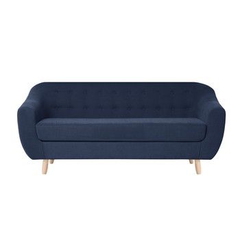 Canapea pentru 3 persoane Jalouse Maison Vicky, albastru denim fixa