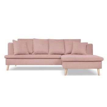 Canapea pentru 4 persoane cu extensie pe partea dreaptă Cosmopolitan design Newport, roz deschis fixa