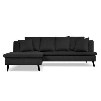 Canapea pentru 4 persoane cu extensie pe partea stângă Cosmopolitan design Hamptons, negru