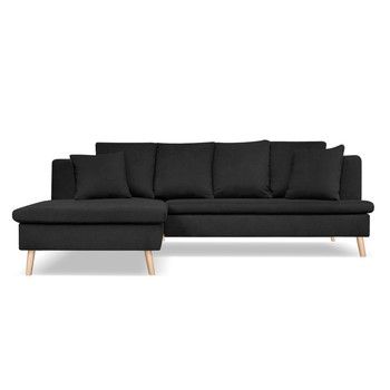 Canapea cu 4 locuri cu extensie pe partea stângă Cosmopolitan design Newport, negru fixa