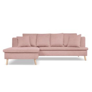 Canapea pentru 4 persoane cu extensie pe partea stângă Cosmopolitan design Newport, roz deschis fixa
