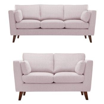 Set 2 canapele cu 2 și 3 locuri Jalouse Maison Elisa, roz pudră fixa