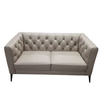 Canapea Chesterfield by Home Affaire, piele/ lemn, ivory/ negru, 75 x 45 x 155 cm