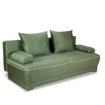 Canapea Extensibila Parma Cu Lada Verde Si Galben, 205 x 80 x 98 Cm ieftina