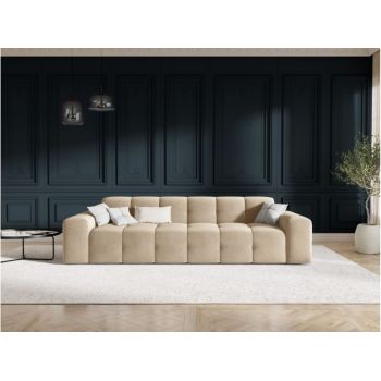 Canapea fixa tapitata cu catifea Bej deschis in dimensiuni multiple Kendal Limited Edition