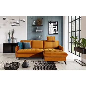 Coltar Extensibil, cu Sezlong pe Dreapta, Lada de Depozitare, Luks Small l225xA150xH87 cm