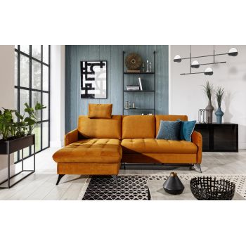Coltar Extensibil, cu Sezlong pe Stanga, Lada de Depozitare, Luks Small l225xA150xH87 cm