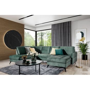 Coltar Extensibil, cu Sezlong pe Stanga, Lada de Depozitare, Luks U l310xA200xH87 cm