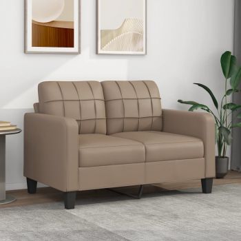 vidaXL Canapea cu 2 locuri, cappuccino, 120 cm, piele ecologică