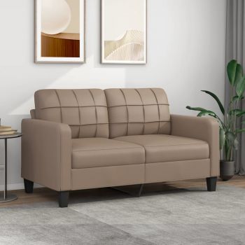 vidaXL Canapea cu 2 locuri, cappuccino, 140 cm, piele ecologică