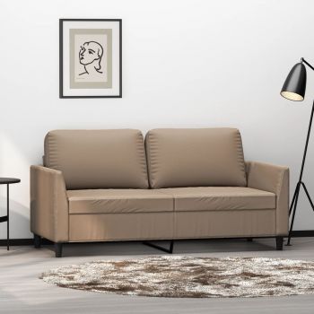 vidaXL Canapea cu 2 locuri, cappuccino, 140 cm, piele ecologică