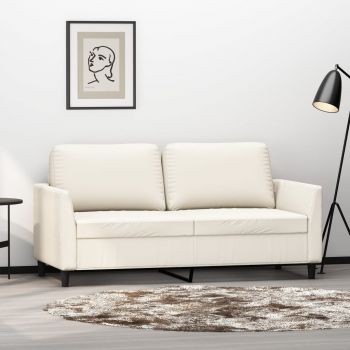 vidaXL Canapea cu 2 locuri, crem, 140 cm, piele ecologică