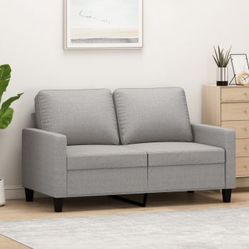 vidaXL Canapea cu 2 locuri, gri deschis, 120 cm, material textil