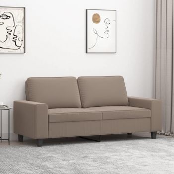 vidaXL Canapea cu 2 locuri, gri taupe, 140 cm, țesătură microfibră