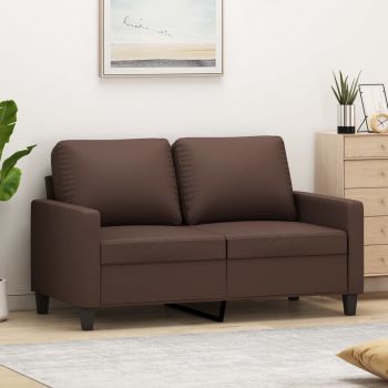 vidaXL Canapea cu 2 locuri, maro, 120 cm, piele ecologică