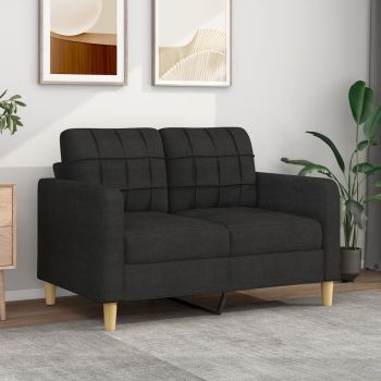 vidaXL Canapea cu 2 locuri, negru, 120 cm, material textil