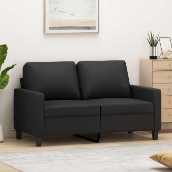 vidaXL Canapea cu 2 locuri, negru, 120 cm, piele ecologică