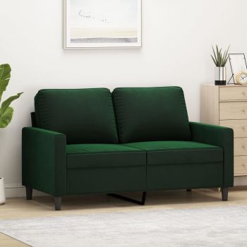 vidaXL Canapea cu 2 locuri, verde închis, 120 cm, catifea