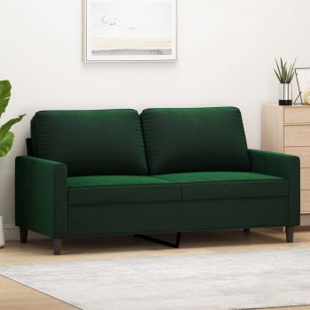 vidaXL Canapea cu 2 locuri, verde închis, 140 cm, catifea