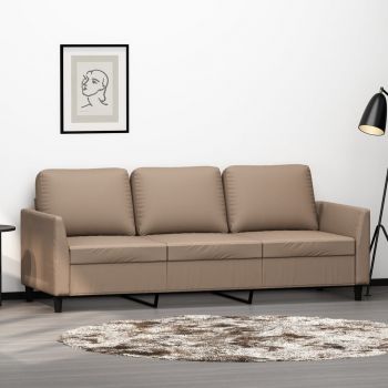 vidaXL Canapea cu 3 locuri, cappuccino, 180 cm, piele ecologică