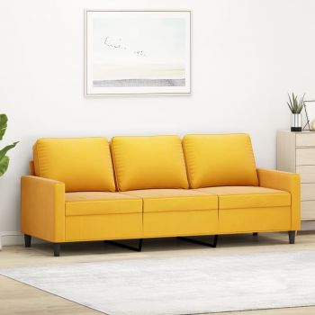vidaXL Canapea cu 3 locuri, galben, 180 cm, catifea vidaXL Canapea cu 3 locuri, galben, 180 cm, catifea