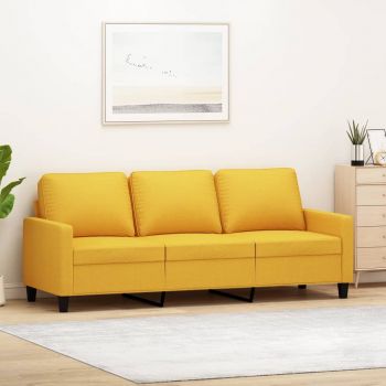 vidaXL Canapea cu 3 locuri, galben deschis, 180 cm, material textil