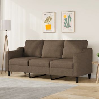 vidaXL Canapea cu 3 locuri, maro, 180 cm, material textil