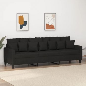 vidaXL Canapea cu 3 locuri, negru, 210 cm, material textil