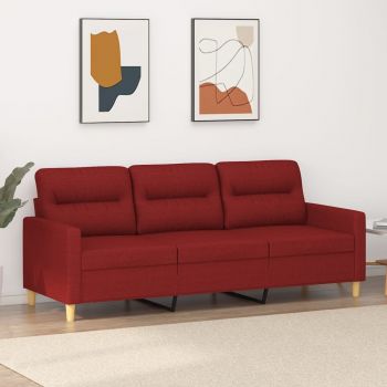 vidaXL Canapea cu 3 locuri, roșu vin, 180 cm, material textil