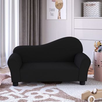 vidaXL Canapea pentru copii, negru, material textil