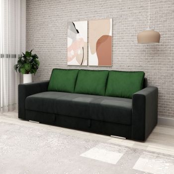 Canapea extensibila MAGIS, Catifea Neagra, perne Carifea Verde