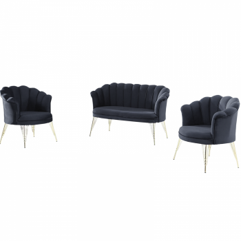 Set PAPATYA 2-1-1, canapea fixa 2 locuri, 2 fotolii fixe, gri antracit