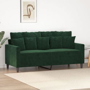 vidaXL Canapea cu 2 locuri, verde închis, 140 cm, catifea