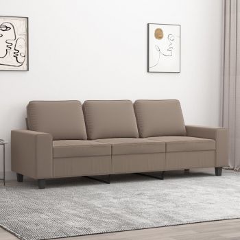 vidaXL Canapea cu 3 locuri, gri taupe, 180 cm, țesătură microfibră