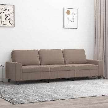 vidaXL Canapea cu 3 locuri, gri taupe, 210 cm, țesătură microfibră