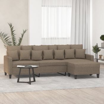 vidaXL Canapea cu 3 locuri și taburet, taupe, 210 cm, textil