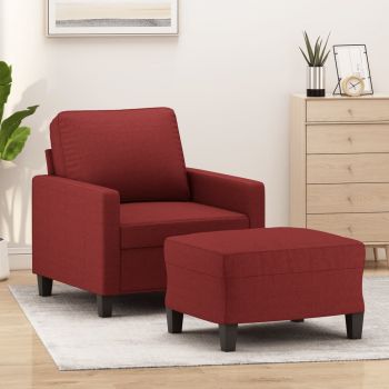vidaXL Fotoliu canapea cu taburet, roșu vin, 60 cm, material textil