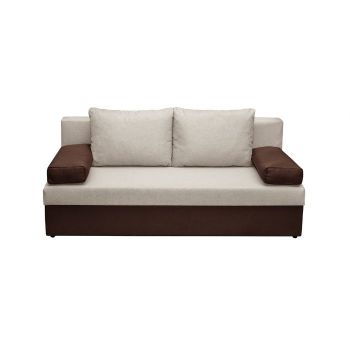 Canapea ANA extensibila, 3 locuri, cu lada depozitare, maro + bej, 185x82x80 cm