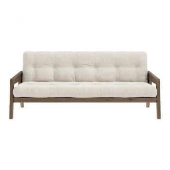 Canapea bej extensibilă cu tapițerie din catifea reiată 204 cm Grab - Karup Design