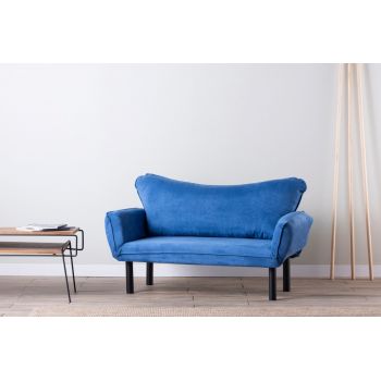 Canapea cu brate extensibile de 2 locuri Albastru L140cm Chatto Canapea cu brate extensibile de 2 locuri Albastru L140cm Chatto