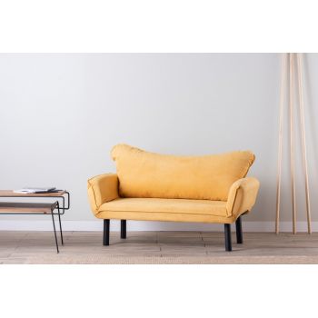 Canapea cu brate extensibile de 2 locuri Galben L140cm Chatto Canapea cu brate extensibile de 2 locuri Galben L140cm Chatto