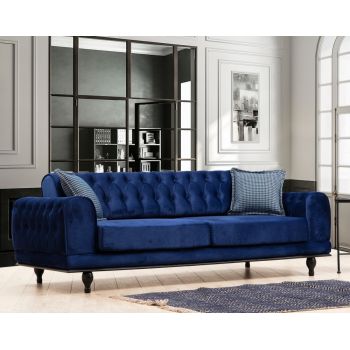 Canapea extensibila de 3 locuri Albastru royal L220cm Arredo Capitone