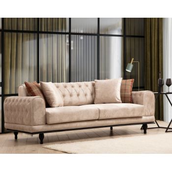 Canapea extensibila de 3 locuri Bej L220cm Arredo Capitone Canapea extensibila de 3 locuri Bej L220cm Arredo Capitone