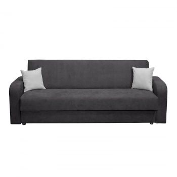 Canapea FANTAZI extensibila, 3 locuri, cu arcuri, lada depozitare, gri, 225x80x90 cm