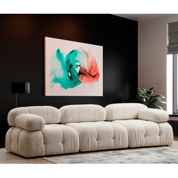 Canapea fixa de 3 locuri din stofa boucle Crem L288cm Bubble Canapea fixa de 3 locuri din stofa boucle Crem L288cm Bubble